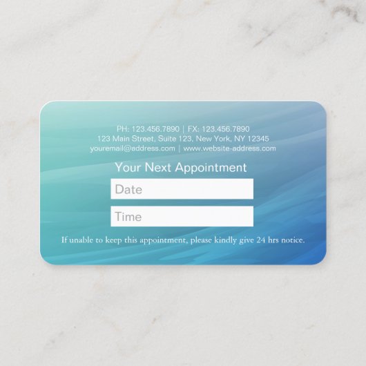 プロフェッショナルデンタルケア歯科医アポイントメントアクア 予約カード (裏面)