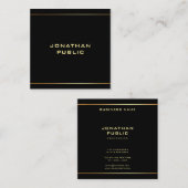プロフェッショナルトレンディーテンプレートブラック&金ゴールド スタイリッシュ スクエア名刺 (正面/裏面)