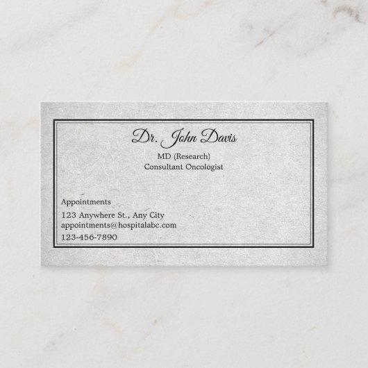 プロフェッショナルドクターグレイパーソナライズされたブラック 名刺 (正面)
