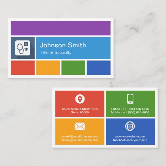 プロフェッショナルドクター – クリエイティブモダンメトロスタイル 名刺 (正面/裏面)