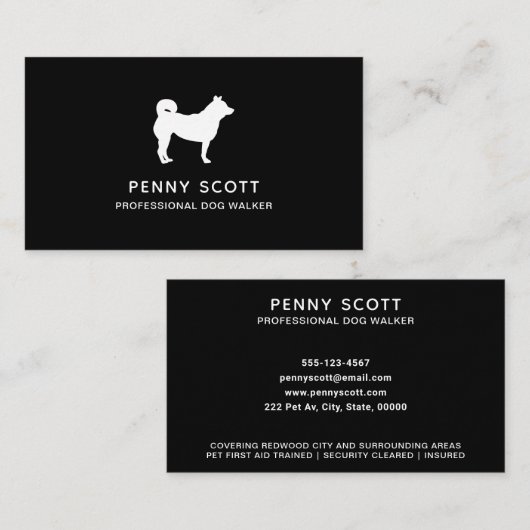 プロフェッショナルドッグウォーカーブラック 名刺 (正面/裏面)