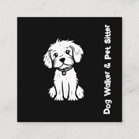 プロフェッショナルドッグウォーカーペットシッタースタイリッシュ スクエア名刺 (正面)