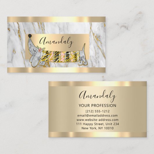 プロフェッショナルドッグシッターPET気にのベセット金ゴールド 名刺 (正面/裏面)