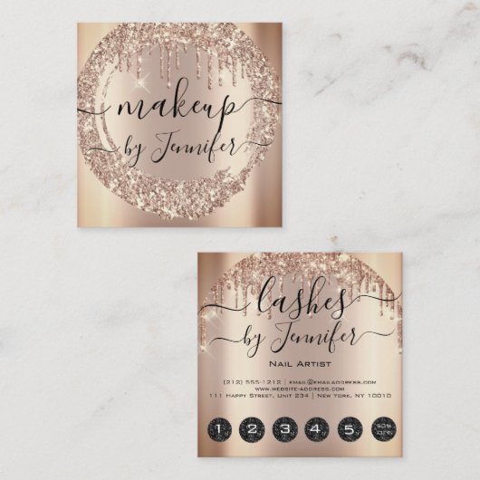 プロフェッショナルドリップス6パンチカスタムズバラ スクエア名刺 (正面/裏面)