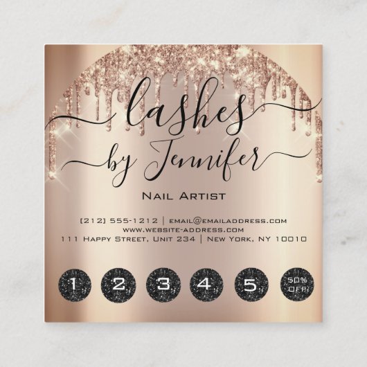 プロフェッショナルドリップス6パンチカスタムズバラ スクエア名刺 (裏面)