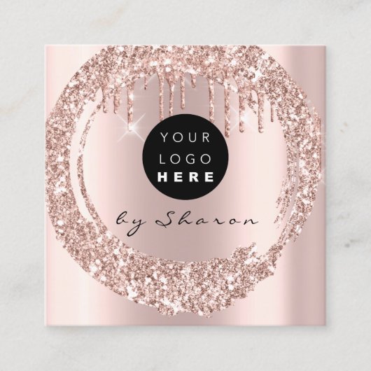 プロフェッショナルドリップス6パンチカスタムロゴバラピンク スクエア名刺 (正面)