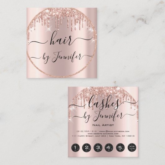 プロフェッショナルドリップ6パンチ美容師点滅 スクエア名刺 (正面/裏面)