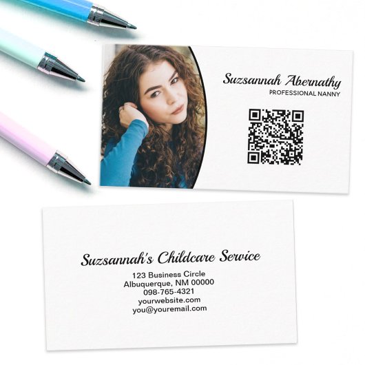 プロフェッショナルナニーカスタムオーバルフォトQRコード 名刺