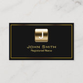 プロフェッショナルナース金ゴールドロゴモダンブラック 名刺 (正面)