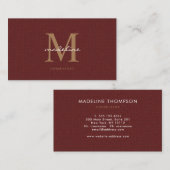 プロフェッショナルニットツイードレッドマルーン金ゴールドモノグラム 名刺 (正面/裏面)
