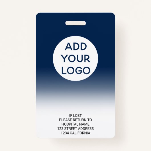 プロフェッショナルネイビーグラデーションナース写真ロゴコード バッジ (裏面)