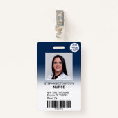 プロフェッショナルネイビーグラデーションナース写真ロゴコード バッジ (正面クリップ)