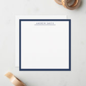 プロフェッショナルネイビーシンプルブルーモダン線 ノートカード (正面/裏面インサイチュ)