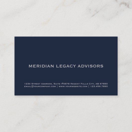 プロフェッショナルネイビーブルーとグレー 名刺 (正面)