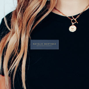 プロフェッショナルネイビーブルーと金ゴールド磁気従業員 名札