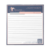 プロフェッショナルネイビーブルーバラ金ゴールドハウスロゴライン ノートパッド (正面)