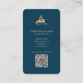 プロフェッショナルネイビーブルーミニマルモダンリストモノグラム 名刺 (裏面)