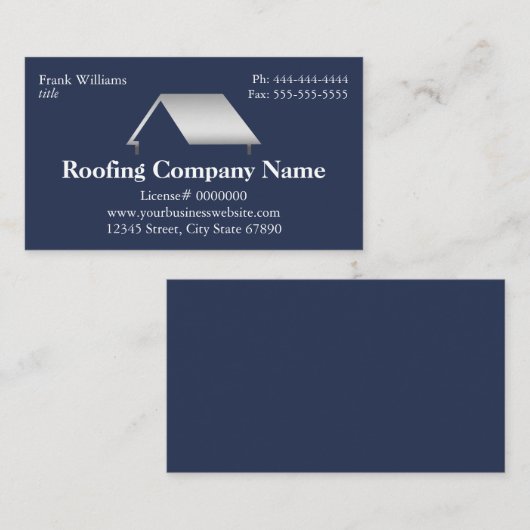 プロフェッショナルネイビーブルールーフィング会社 名刺 (正面/裏面)