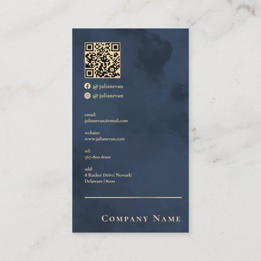 プロフェッショナルネイビーブルー金ゴールド公証人 名刺 (裏面)