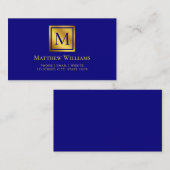 プロフェッショナルネイビーブルー&金ゴールドモノグラム 名刺 (正面/裏面)