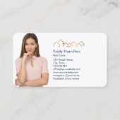 プロフェッショナルネイビー実在金ゴールド不動産仲介業者写真 名刺 (裏面)