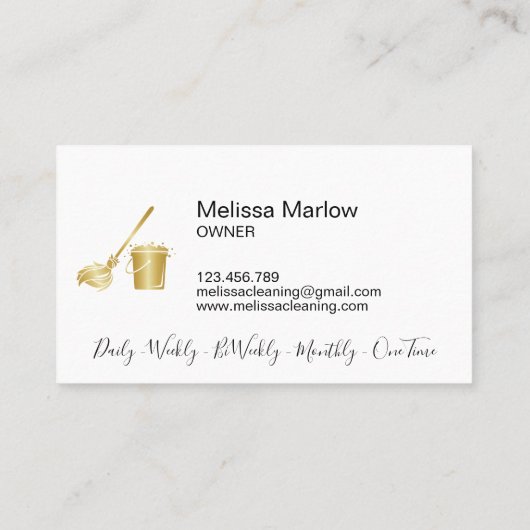 プロフェッショナルネイビー金ゴールドハウスクリーニングメイド 名刺 (裏面)
