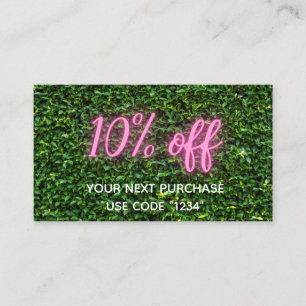 プロフェッショナルネオングラス壁10%オフ割引カード 名刺