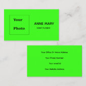 プロフェッショナルネオングリーンカラフル写真テンプレート 名刺 (正面/裏面)