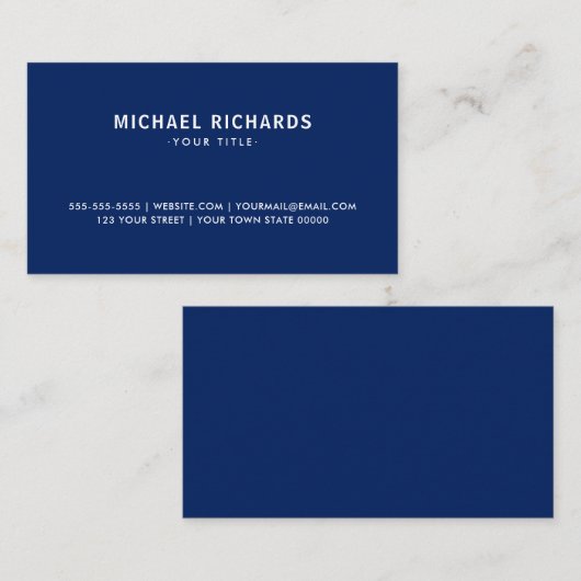 プロフェッショナルネービーブループレーンモダン 名刺 (正面/裏面)