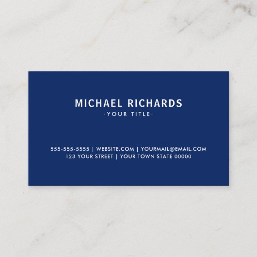 プロフェッショナルネービーブループレーンモダン 名刺 (正面)