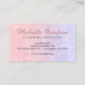 プロフェッショナルハウスクリーニングサービスピンクグリッター 名刺 (裏面)