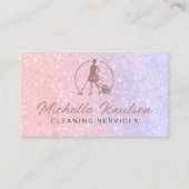 プロフェッショナルハウスクリーニングサービスピンクグリッター 名刺 (正面)