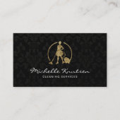 プロフェッショナルハウスクリーニングサービスブラックダマスク 名刺 (正面)