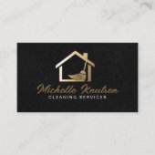 プロフェッショナルハウスクリーニングサービスブラック金ゴールドバス 名刺 (正面)