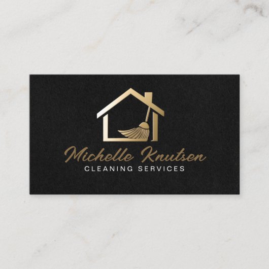 プロフェッショナルハウスクリーニングサービスブラック金ゴールドバス 名刺 (正面)