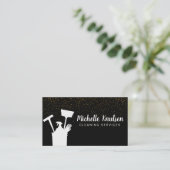 プロフェッショナルハウスクリーニングサービスブラック金ゴールド 名刺 (スタンド正面)