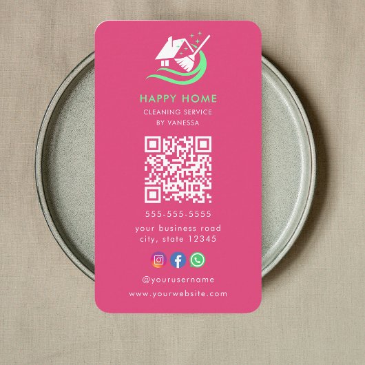 プロフェッショナルハウスクリーニングサービスロゴQrコード 名刺