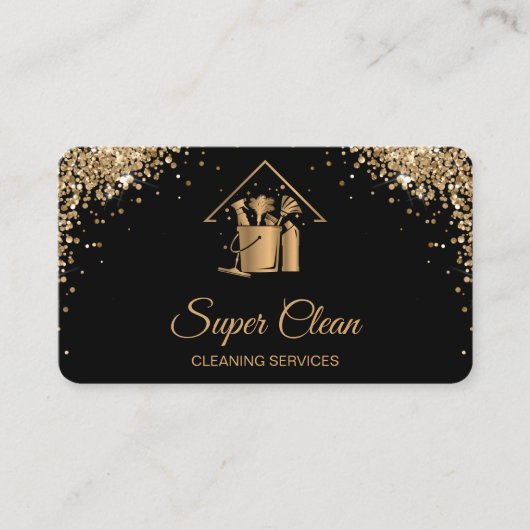 プロフェッショナルハウスクリーニングバラ金ゴールドグリッターバス 名刺 (正面)