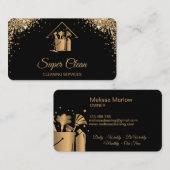 プロフェッショナルハウスクリーニングバラ金ゴールドグリッターバス 名刺 (正面/裏面)