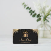 プロフェッショナルハウスクリーニングバラ金ゴールドグリッターバス 名刺 (スタンド正面)