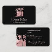 プロフェッショナルハウスクリーニングバラ金ゴールドグリッターバス 名刺 (正面/裏面)