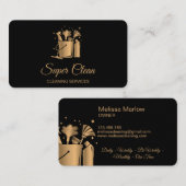 プロフェッショナルハウスクリーニングバラ金ゴールドグリッターバス 名刺 (正面/裏面)