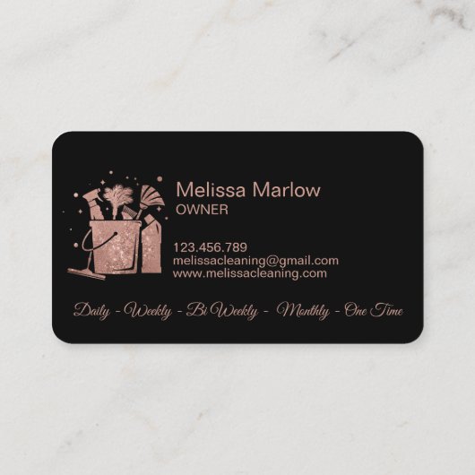 プロフェッショナルハウスクリーニングバラ金ゴールドグリッターバス 名刺 (裏面)