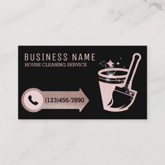 プロフェッショナルハウスクリーニングバラ金ゴールドグリッター 名刺 (正面)