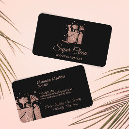 プロフェッショナルハウスクリーニングバラ金ゴールドグリッター 名刺