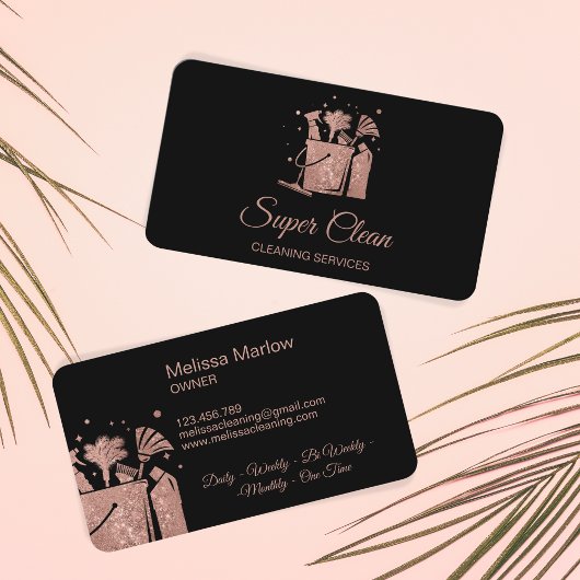 プロフェッショナルハウスクリーニングバラ金ゴールドグリッター 名刺