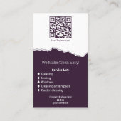 プロフェッショナルハウスクリーニングパープルホワイト 名刺 (裏面)