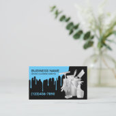 プロフェッショナルハウスクリーニングブルーウォータードリップスブラック 名刺 (スタンド正面)