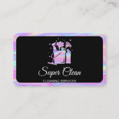 プロフェッショナルハウスクリーニングメイドホログラフグリッター 名刺 (正面)