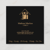 プロフェッショナルハウスクリーニングメイド金ゴールドグリッターバス スクエア名刺 (裏面)